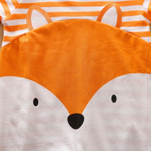 PatPat 100% Cotton Fox Stripe Print Short-sleeve Orange Baby Romper.Color:Orange - Picture 2 of 11